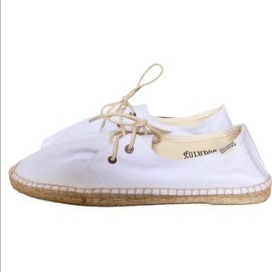 Soludos White Canvas Derby Lace Up Espadrille